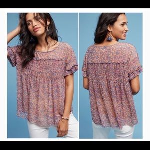 Anthropologie Deletta Floral Blouse Sz Med